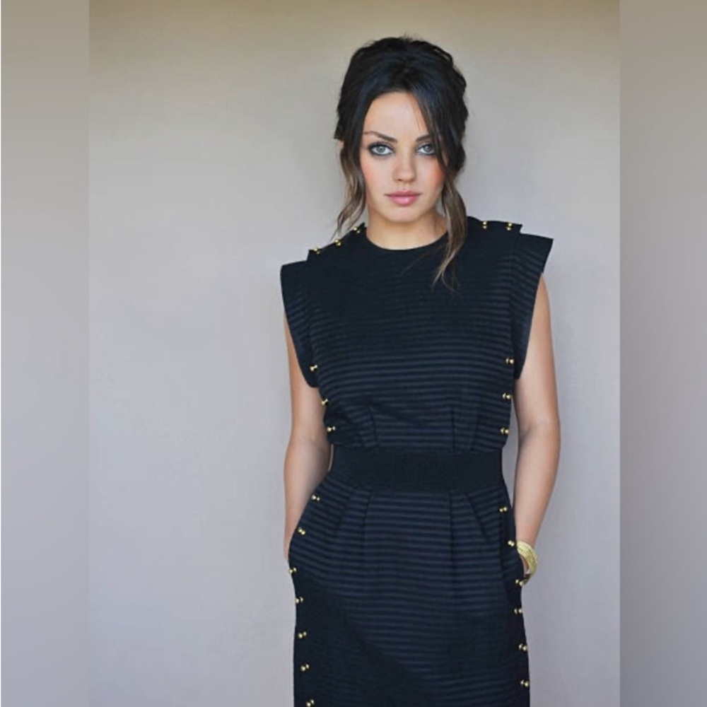 3.1 Phillip Lim Black/Gold Studded Jersey Cap Sleeve Dress. Quite Luxury - Picture 2 of 10